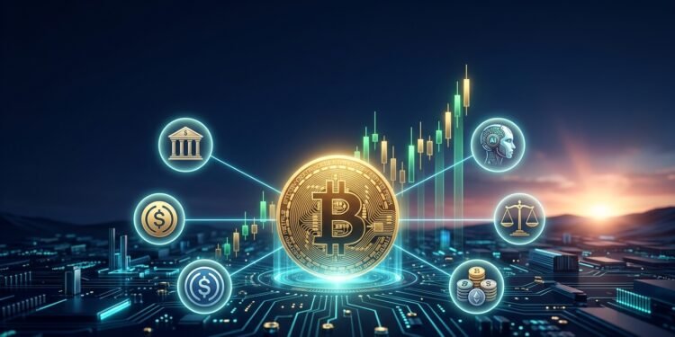 Golden Bitcoin rising on a glowing chart showing cryptocurrency trends for the next bull run